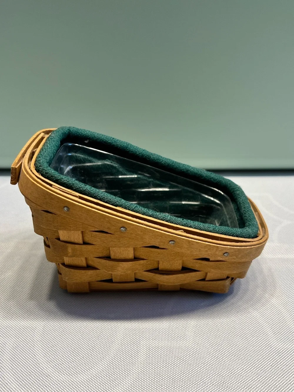 Longaberger Cilantro Basket 2003 Hunter Green Liner & Protector